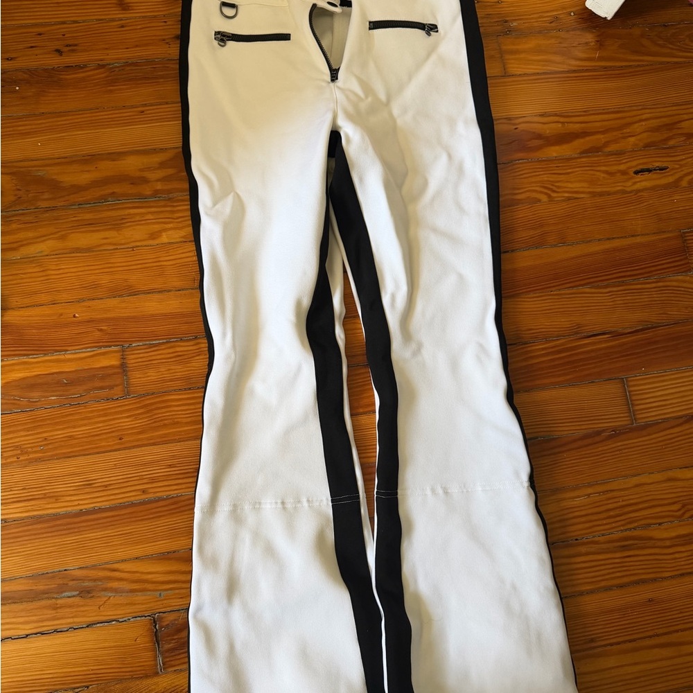 Erin Snow Stylish White & Black Boot Cut Snow Pants - Kris Pant